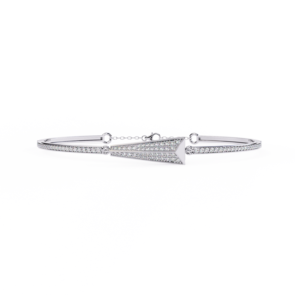 Eterna Radiant Sterling Silver Pave Bangle | Luxury Women’s Bracelet