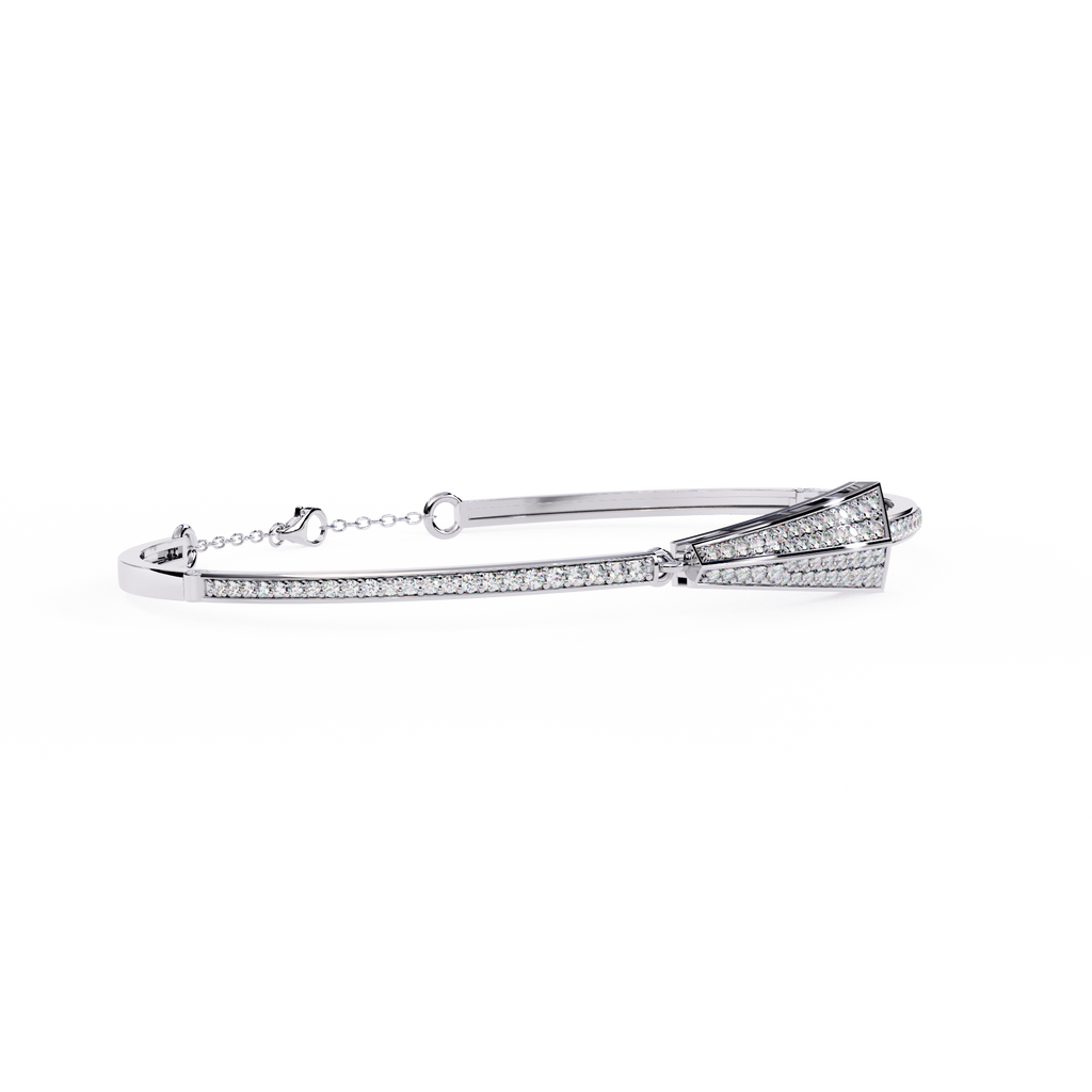 Eterna Radiant Sterling Silver Pave Bangle | Luxury Women’s Bracelet