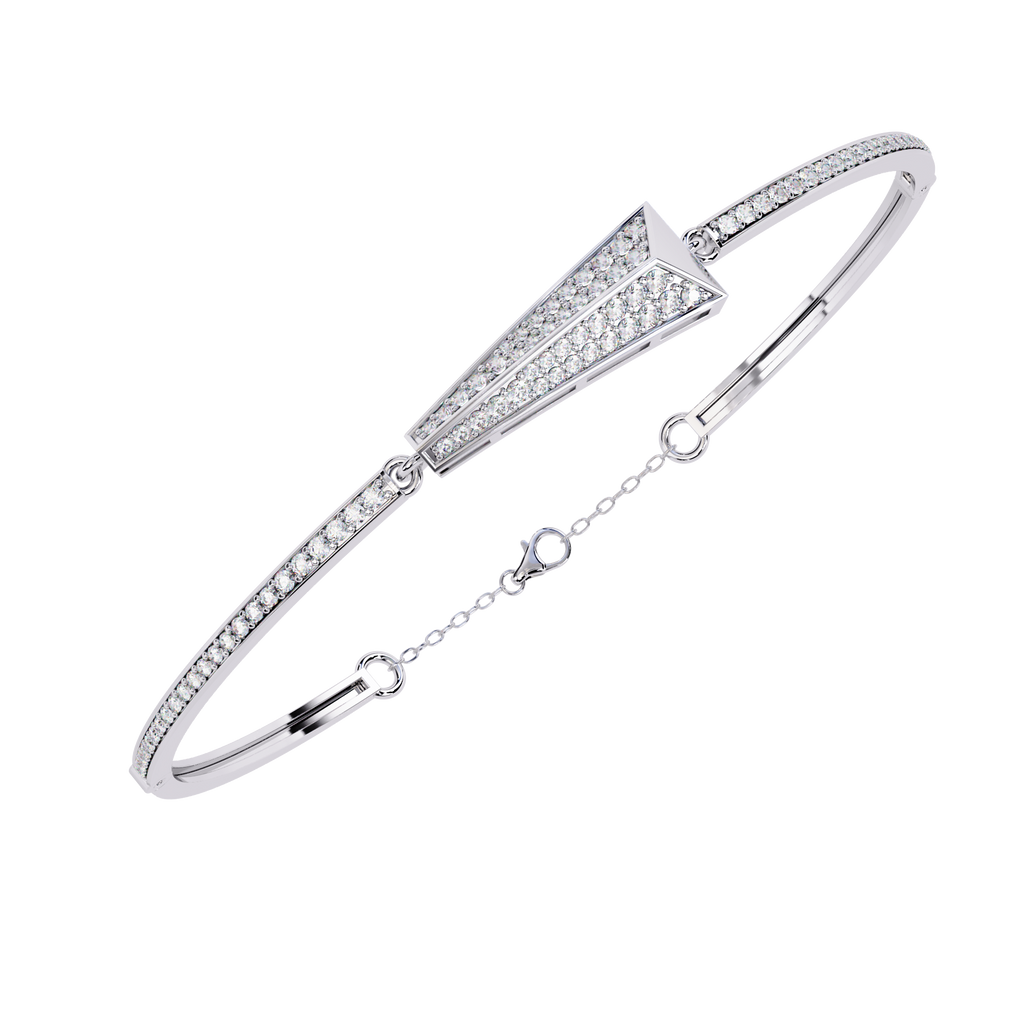Eterna Radiant Sterling Silver Pave Bangle | Luxury Women’s Bracelet