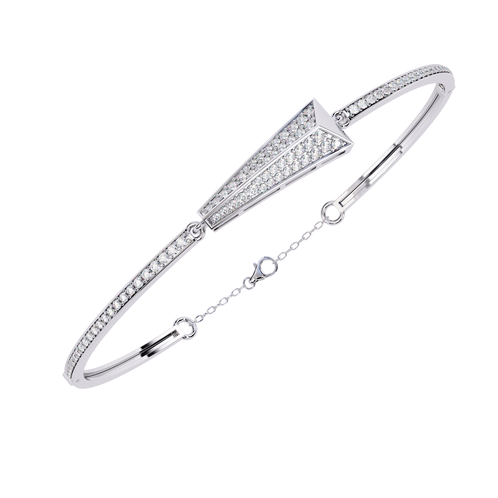 Eterna Radiant Sterling Silver Pave Bangle | Luxury Women’s Bracelet