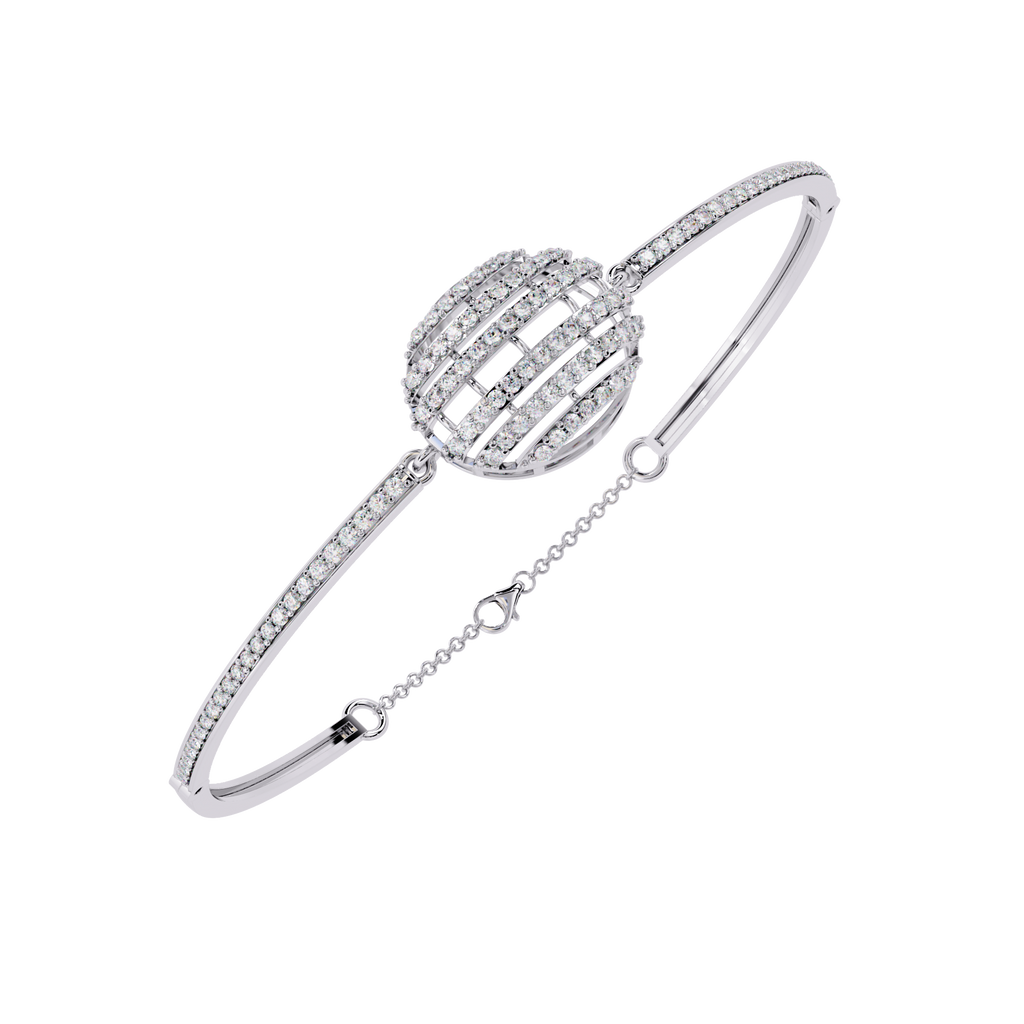 Sphere Cubic Zirconia Bangle Bracelet: Baguette Design