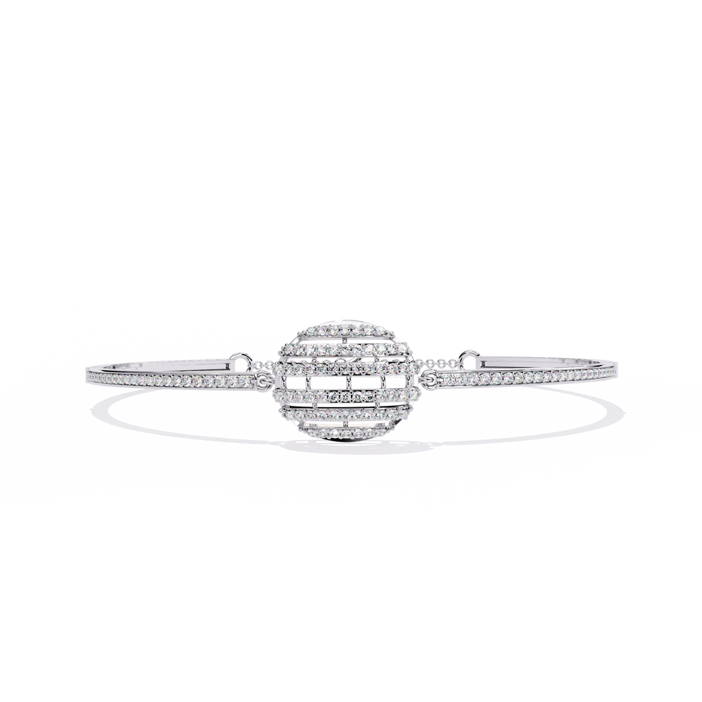 Sphere Cubic Zirconia Bangle Bracelet: Baguette Design