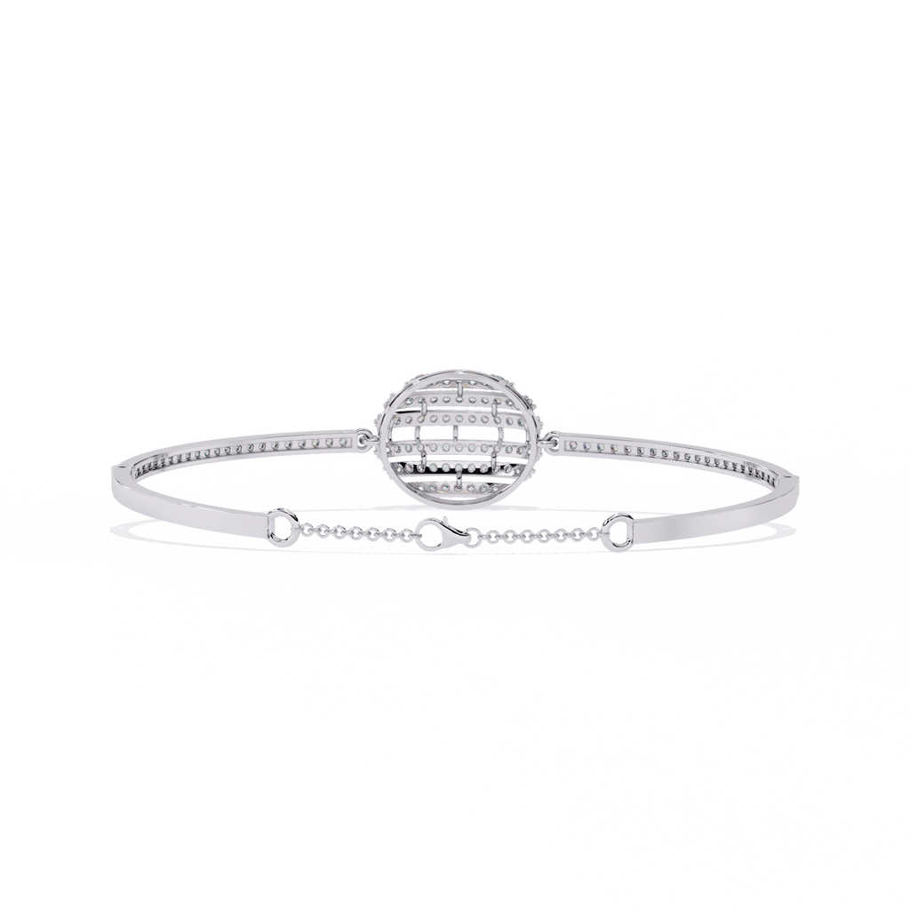 Sphere Cubic Zirconia Bangle Bracelet: Baguette Design