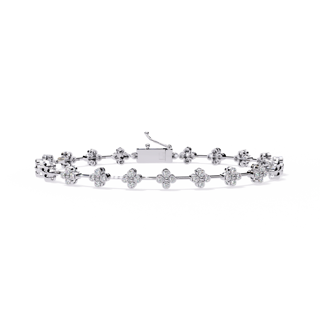 Elegant 925 Sterling Silver Clover Link Bracelet – Dainty Floral Design | Premium Fine Silver Jewelry by Azuni & Company