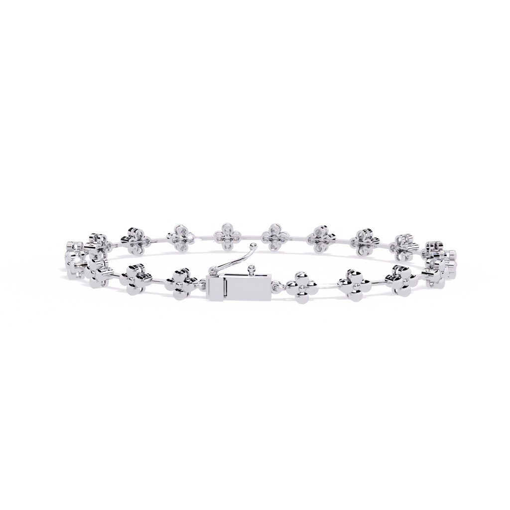 Elegant 925 Sterling Silver Clover Link Bracelet – Dainty Floral Design | Premium Fine Silver Jewelry by Azuni & Company