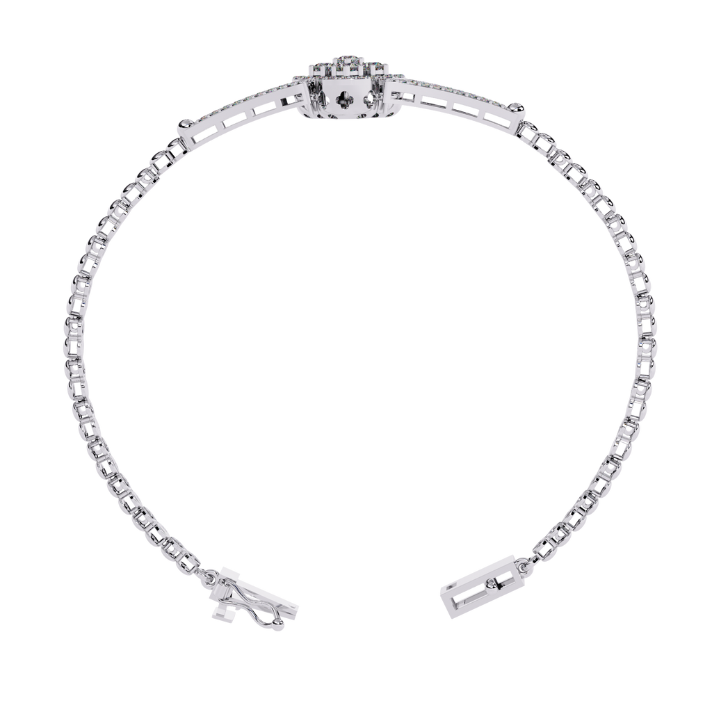 925 Sterling Silver Cluster Statement Bracelet with Brilliant with White Cubic Zirconia By Azuni & Company