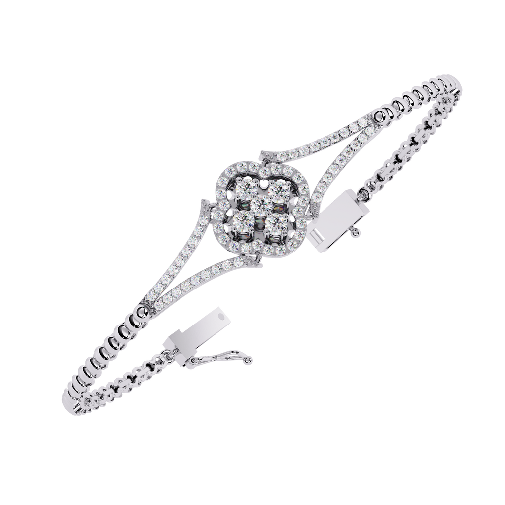 925 Sterling Silver Cluster Statement Bracelet with Brilliant with White Cubic Zirconia By Azuni & Company