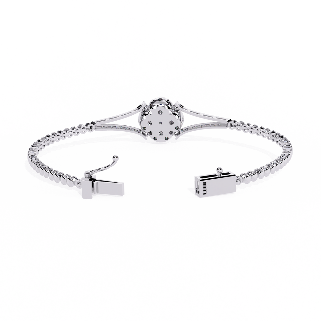 925 Sterling Silver Cluster Statement Bracelet with Brilliant with White Cubic Zirconia By Azuni & Company