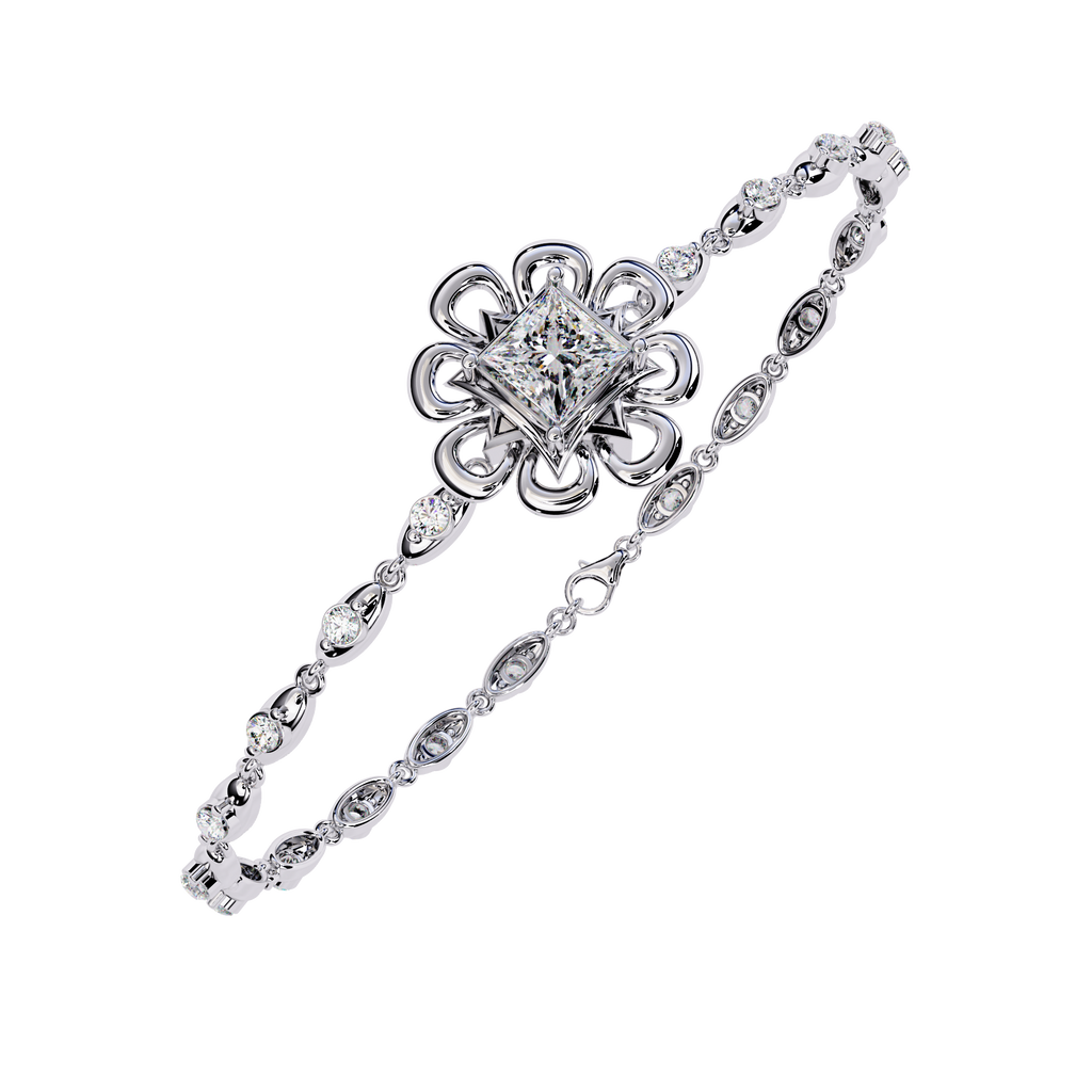Regal Blossom CZ Tennis Bracelet with Princess-Cut Cubic Zirconia Jewelry By Azuni & Company