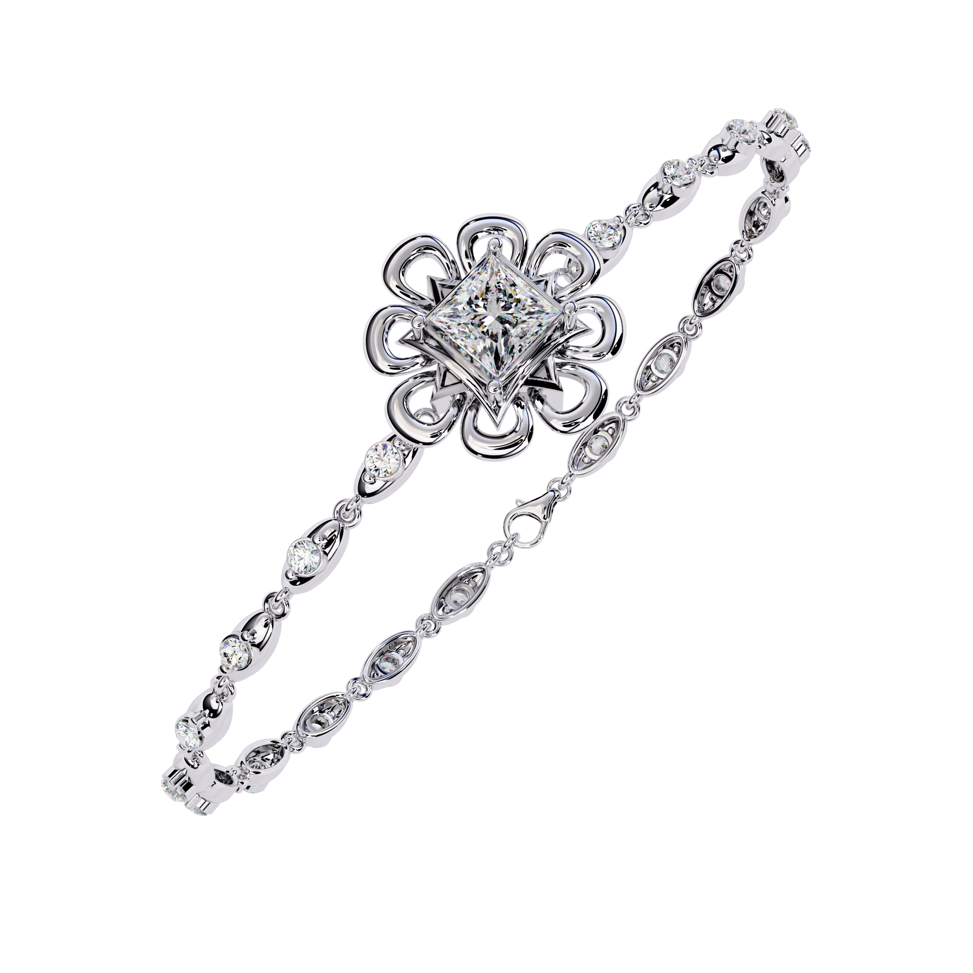 Regal Blossom CZ Tennis Bracelet with Princess-Cut Cubic Zirconia Jewelry By Azuni & Company