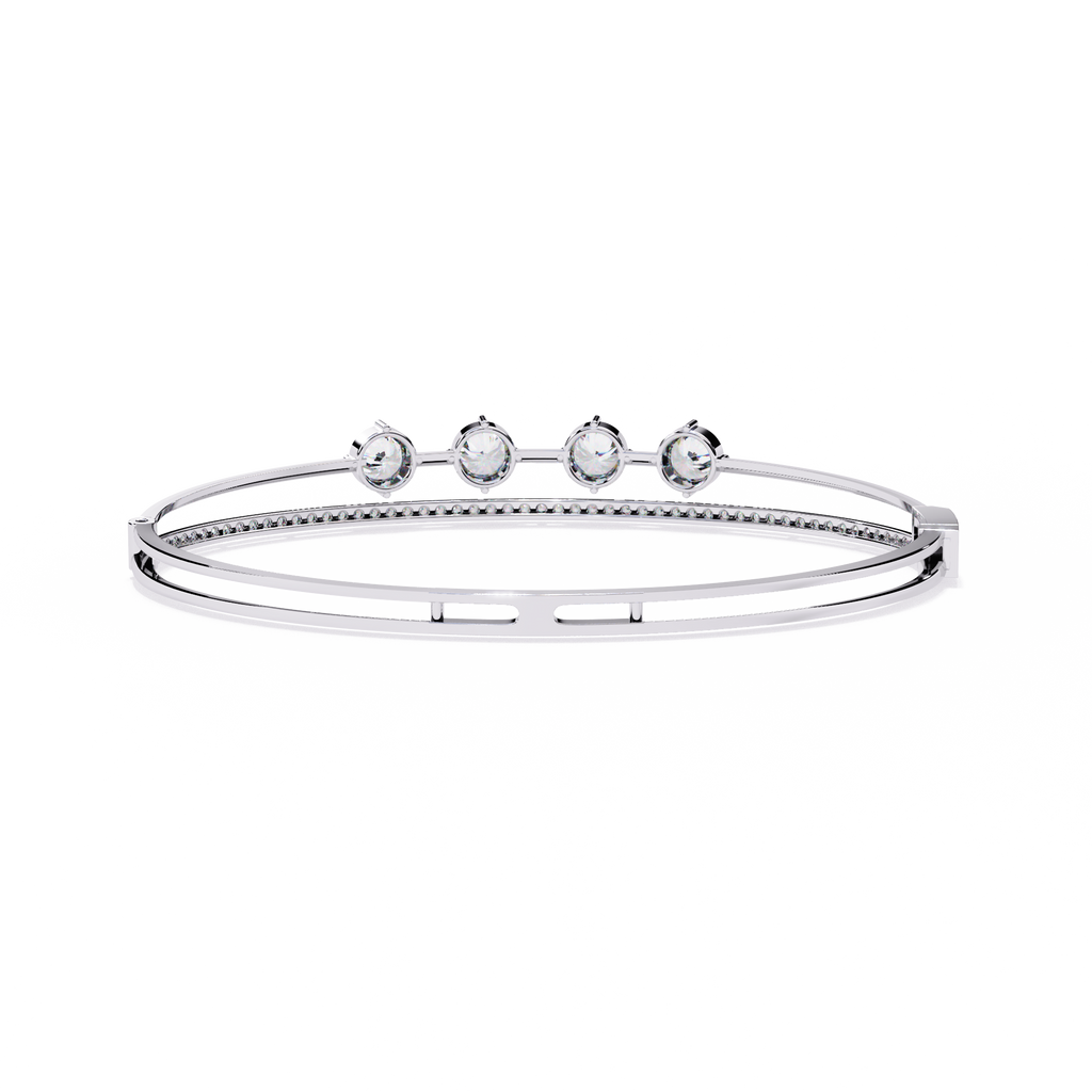 Modern Two-Row CZ Solitaire and Pavé Hinged Bangle & Bracelet Jewelry By Azuni & Company