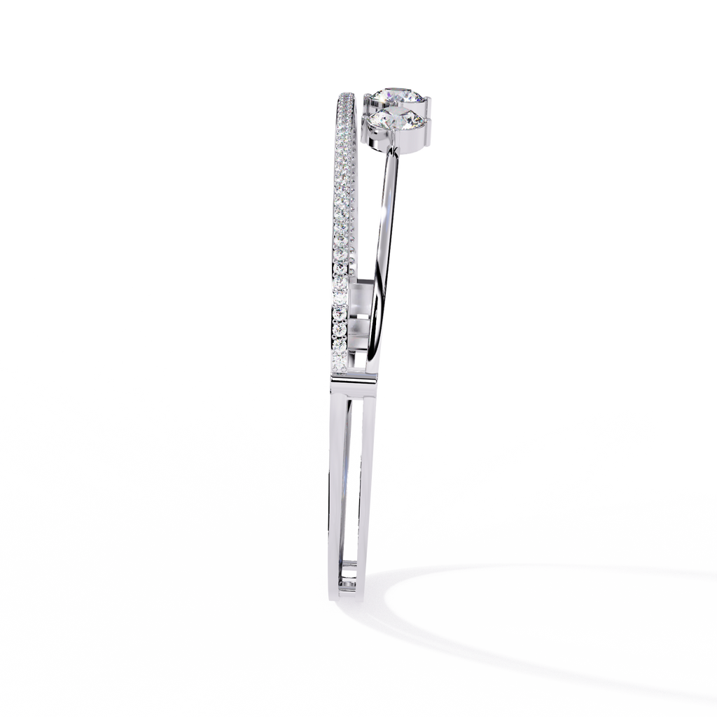 Modern Two-Row CZ Solitaire and Pavé Hinged Bangle & Bracelet Jewelry By Azuni & Company