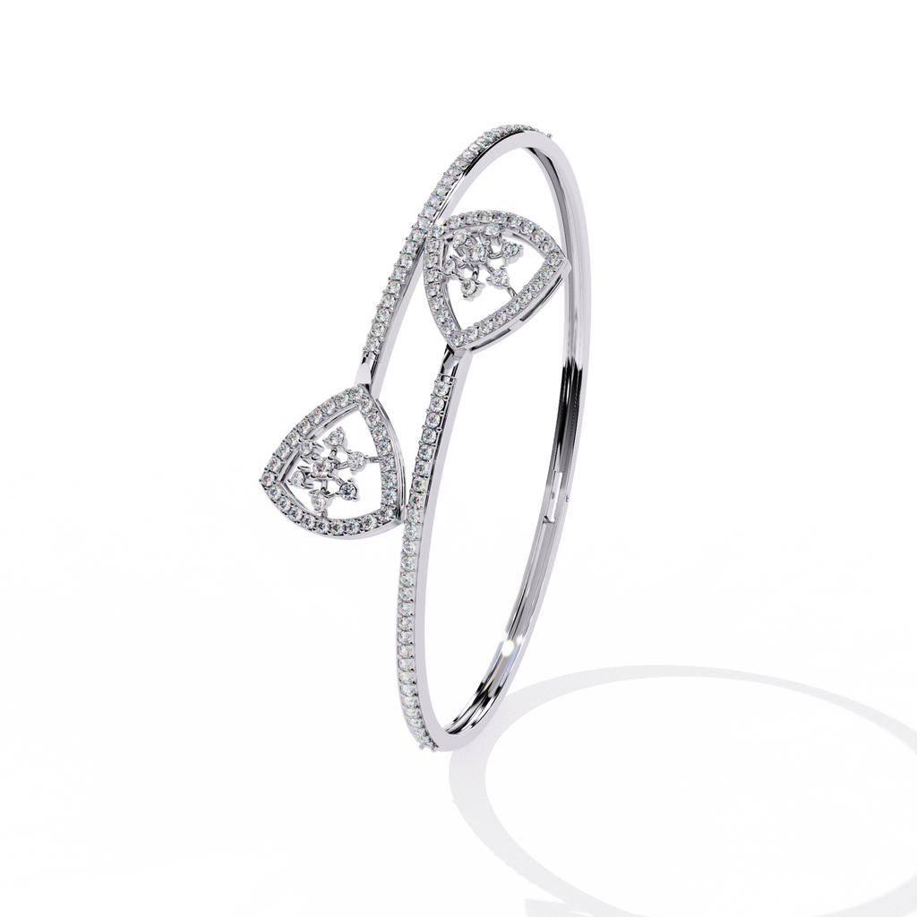 Cubic Zirconia Snowflake Shield Cuff Bracelet in Sterling Silver By Azuni & Company