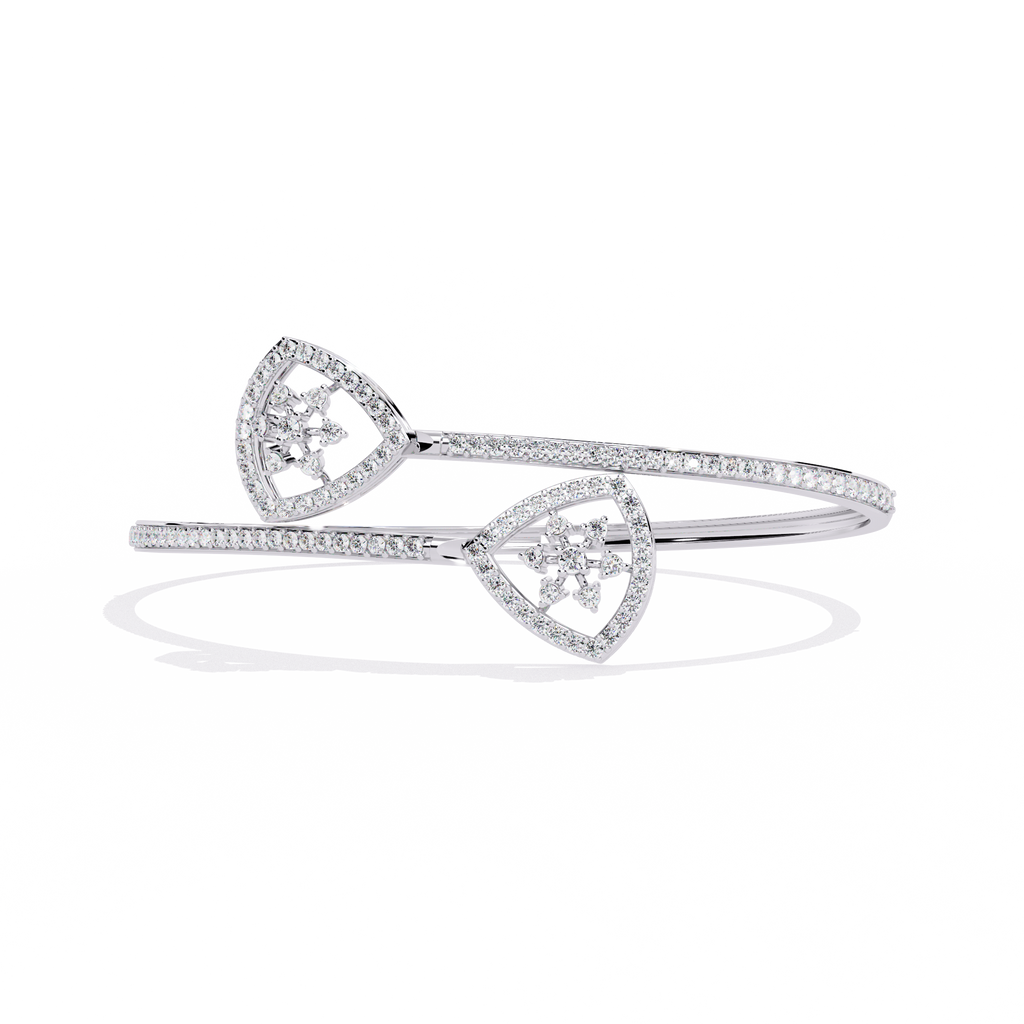 Cubic Zirconia Snowflake Shield Cuff Bracelet in Sterling Silver By Azuni & Company