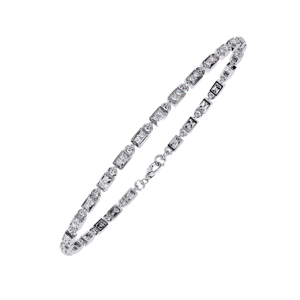 Alluring Art Deco Style CZ and Sterling Silver Tennis Bracelet Jewelry By Azuni & Company