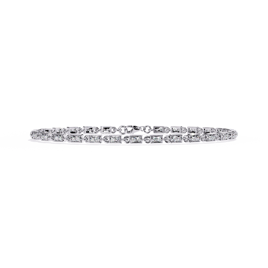 Alluring Art Deco Style CZ and Sterling Silver Tennis Bracelet Jewelry By Azuni & Company