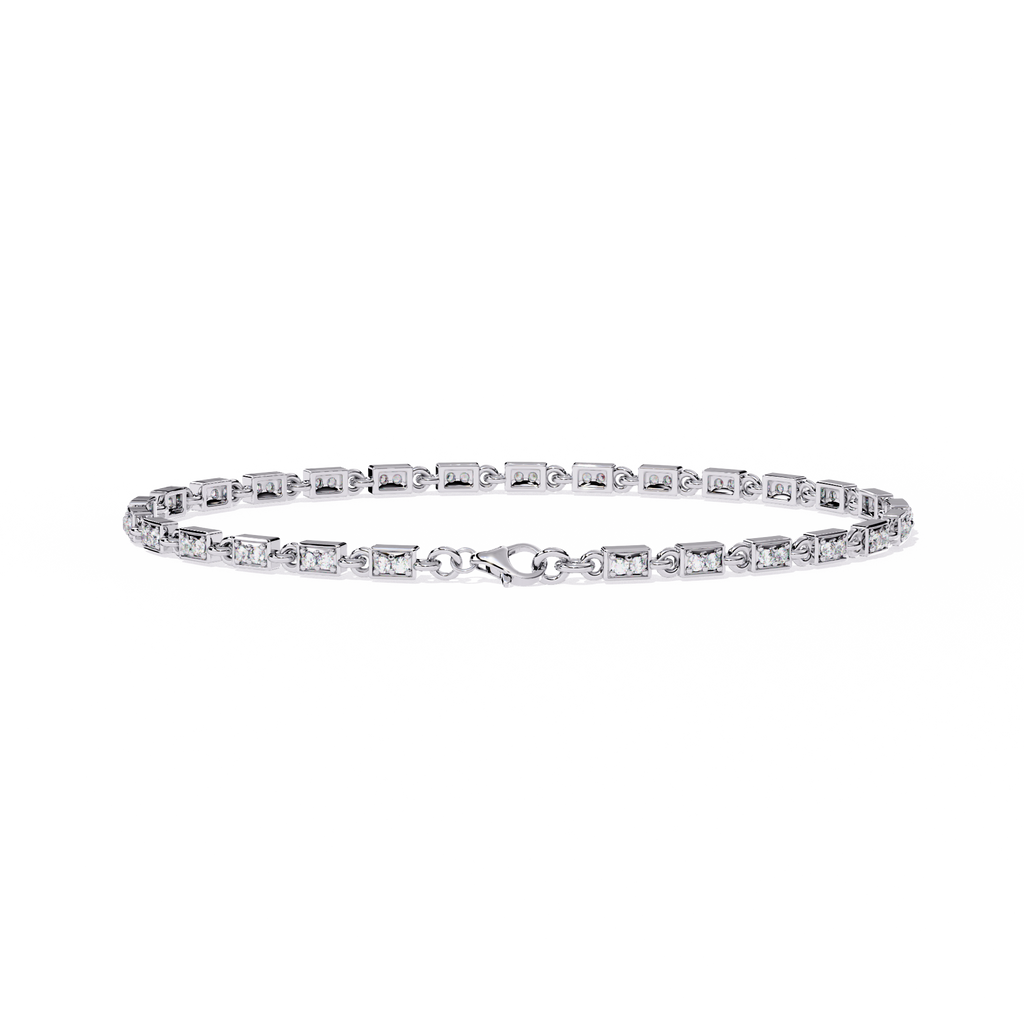 Alluring Art Deco Style CZ and Sterling Silver Tennis Bracelet Jewelry By Azuni & Company