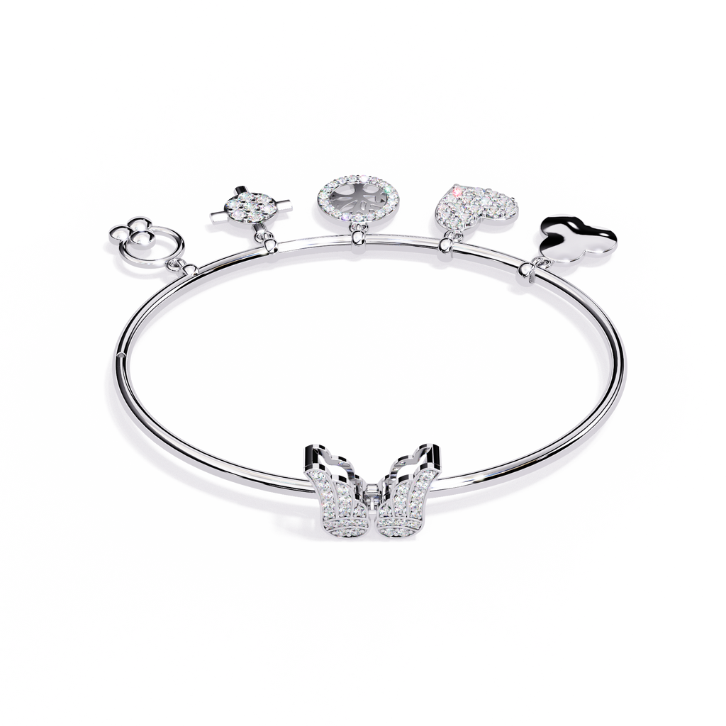 Sparkle & Charm: The Ultimate Sterling Silver Bangle with CZ Charms Jewelry By Azuni & Company