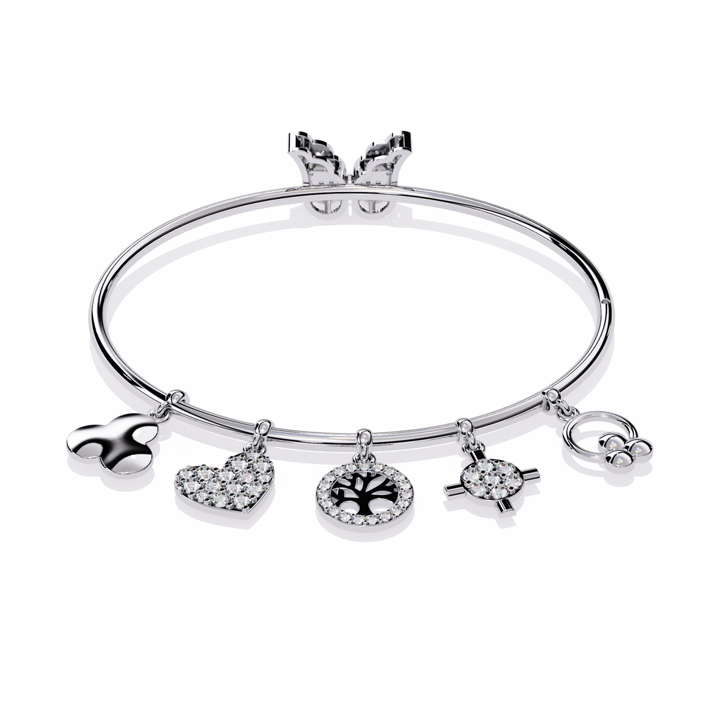 Sparkle & Charm: The Ultimate Sterling Silver Bangle with CZ Charms Jewelry By Azuni & Company