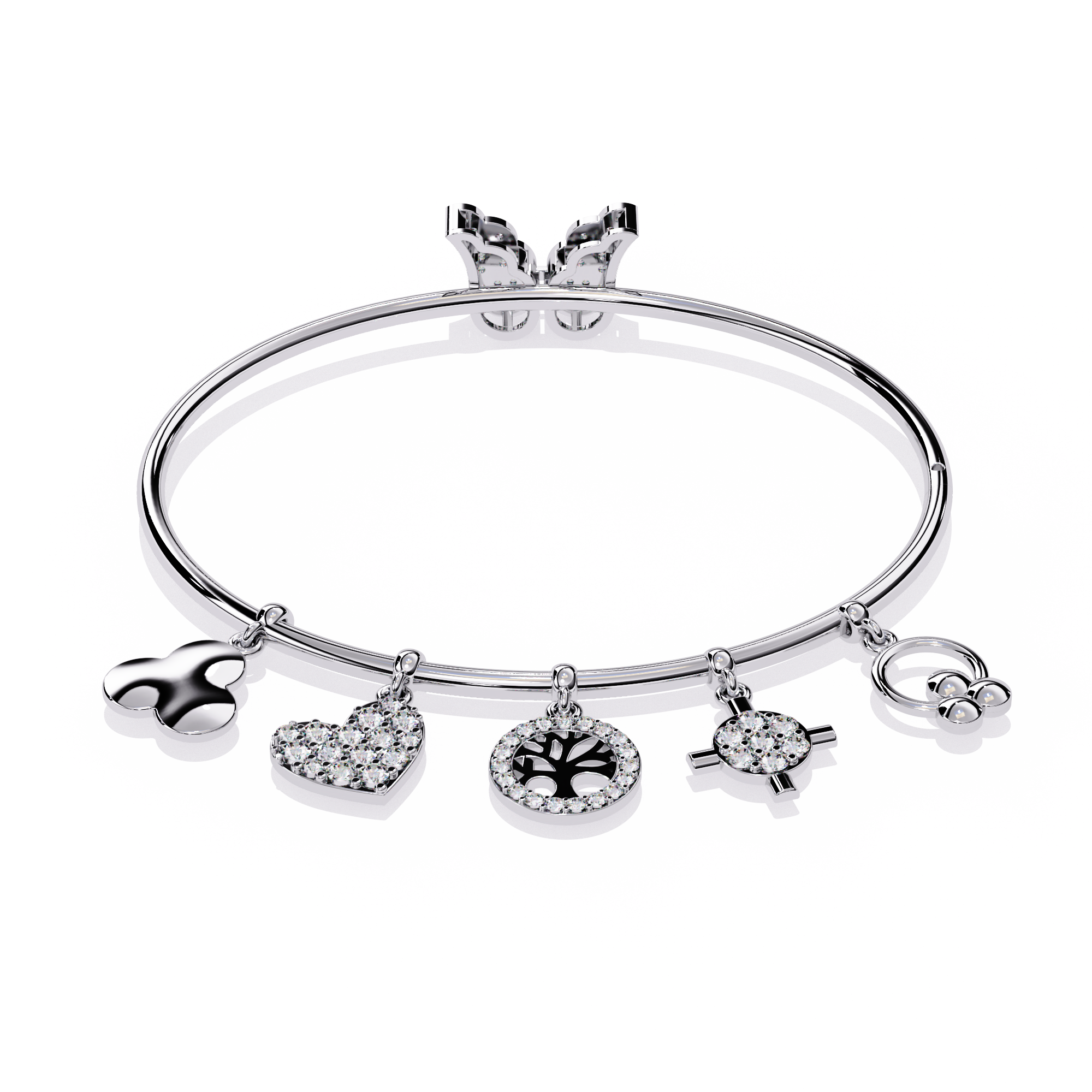 Sparkle & Charm: The Ultimate Sterling Silver Bangle with CZ Charms Jewelry By Azuni & Company