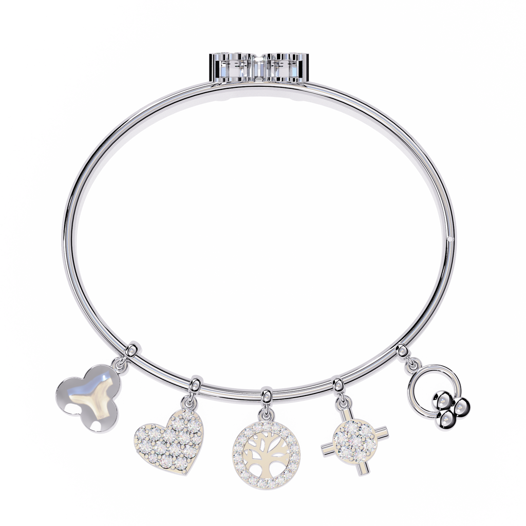 Sparkle & Charm: The Ultimate Sterling Silver Bangle with CZ Charms Jewelry By Azuni & Company