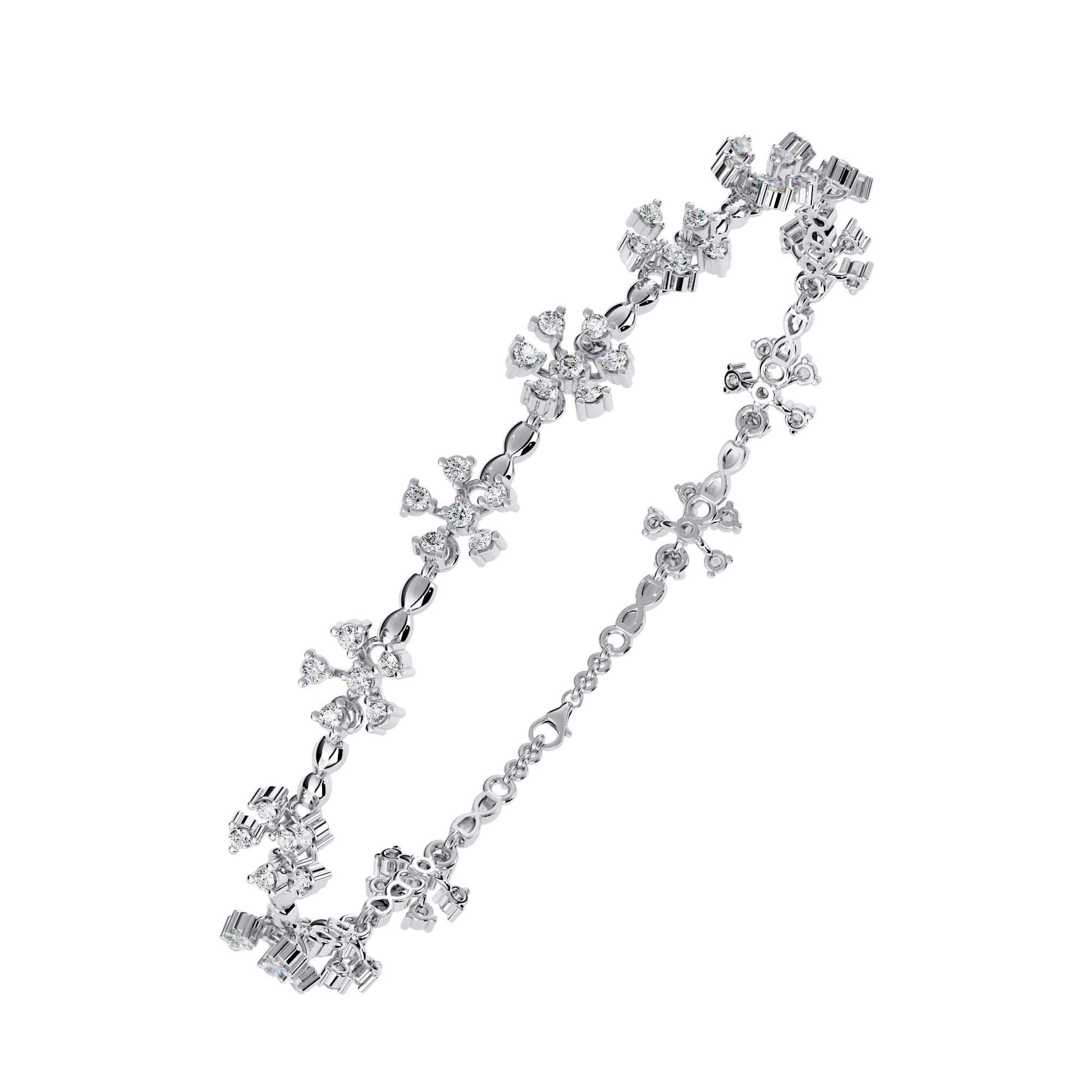 Sparkling Snowflake CZ Tennis Bracelet in 925 Sterling Silver Jewelry By Azuni & Company