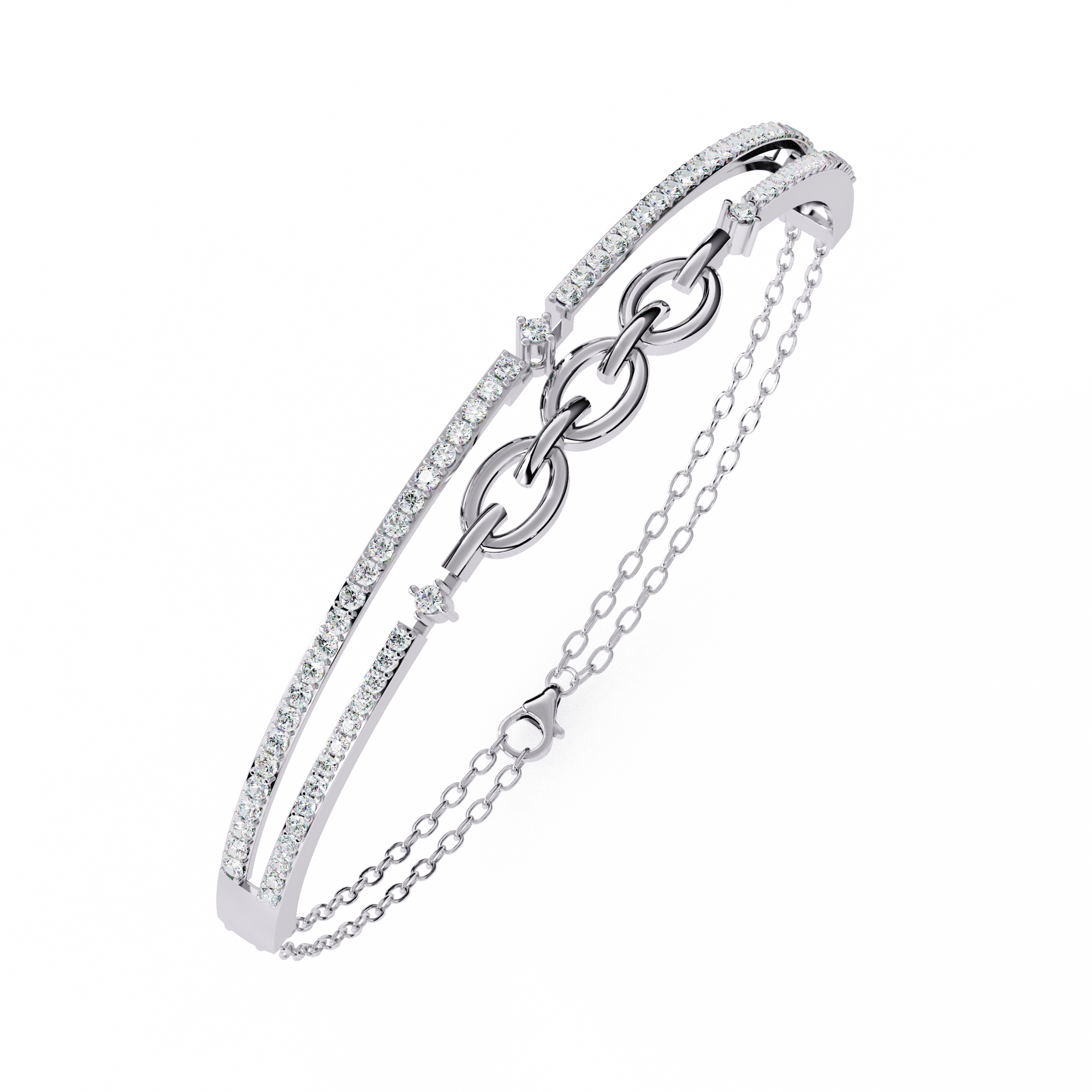 Double-Layer CZ Sterling Silver Bracelet Jewelry By Azuni & Company