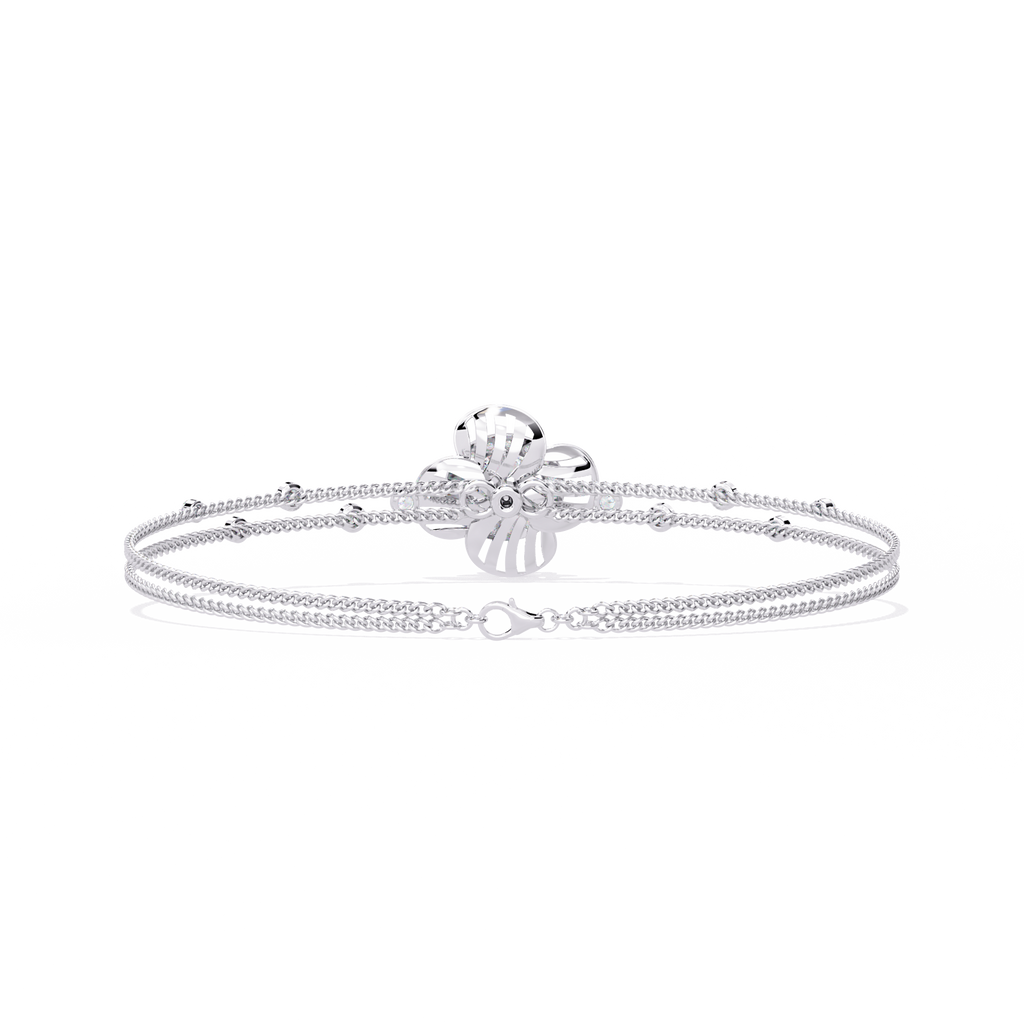 Sterling Silver Elegant Diamond-Look Flower Bracelet Jewelry By Azuni & Company