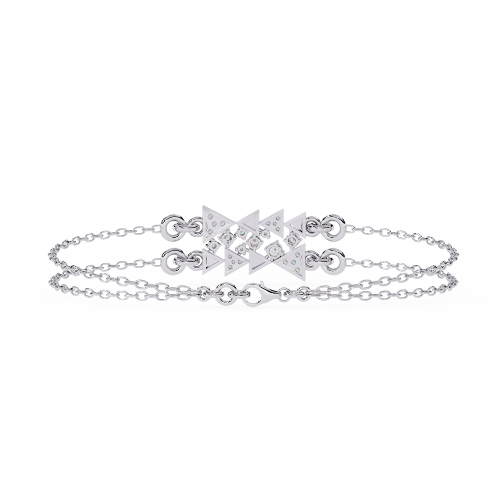 Geometric Sparkle: Sterling Silver CZ Diamond Bracelet Jewelry By Azuni & Company