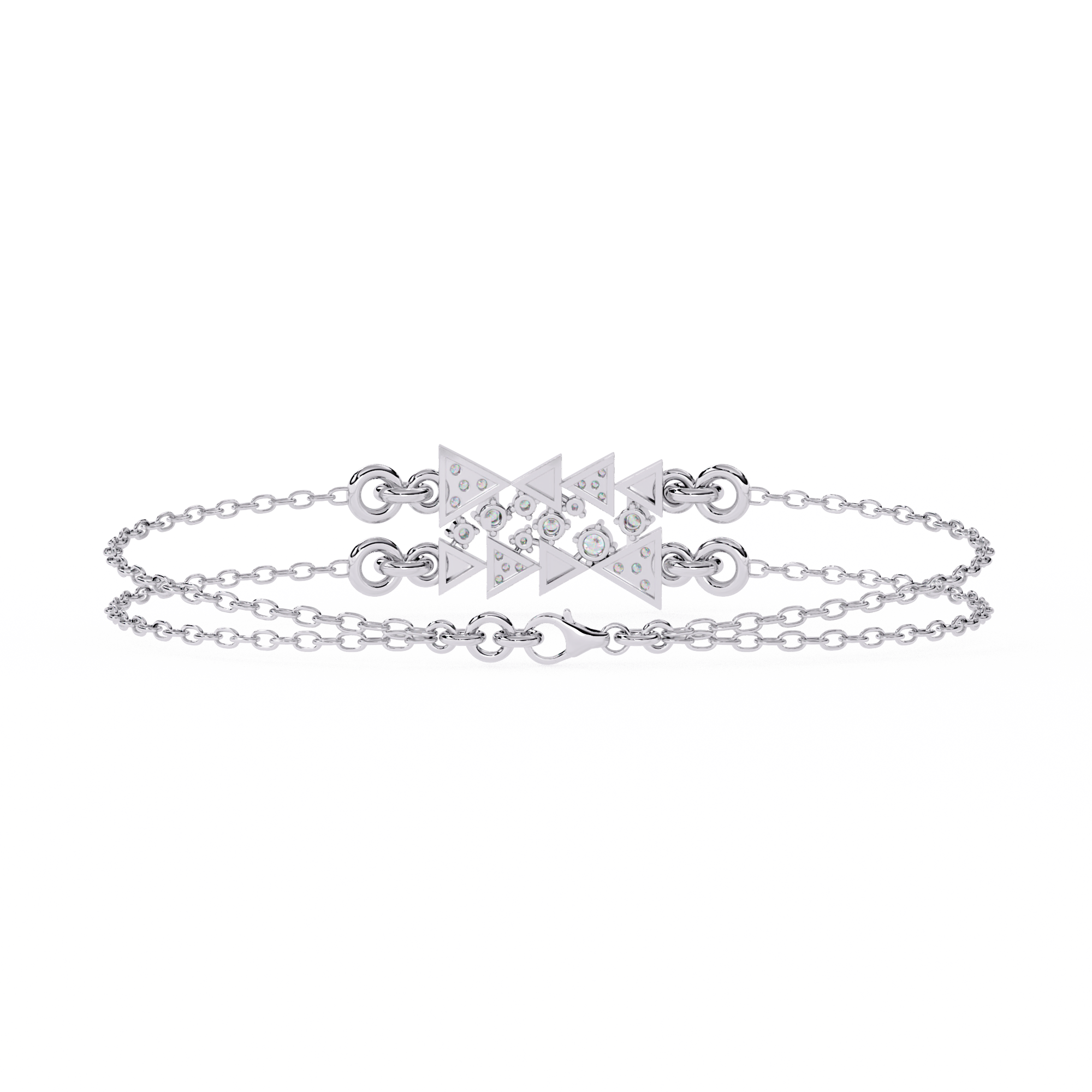 Geometric Sparkle: Sterling Silver CZ Diamond Bracelet Jewelry By Azuni & Company