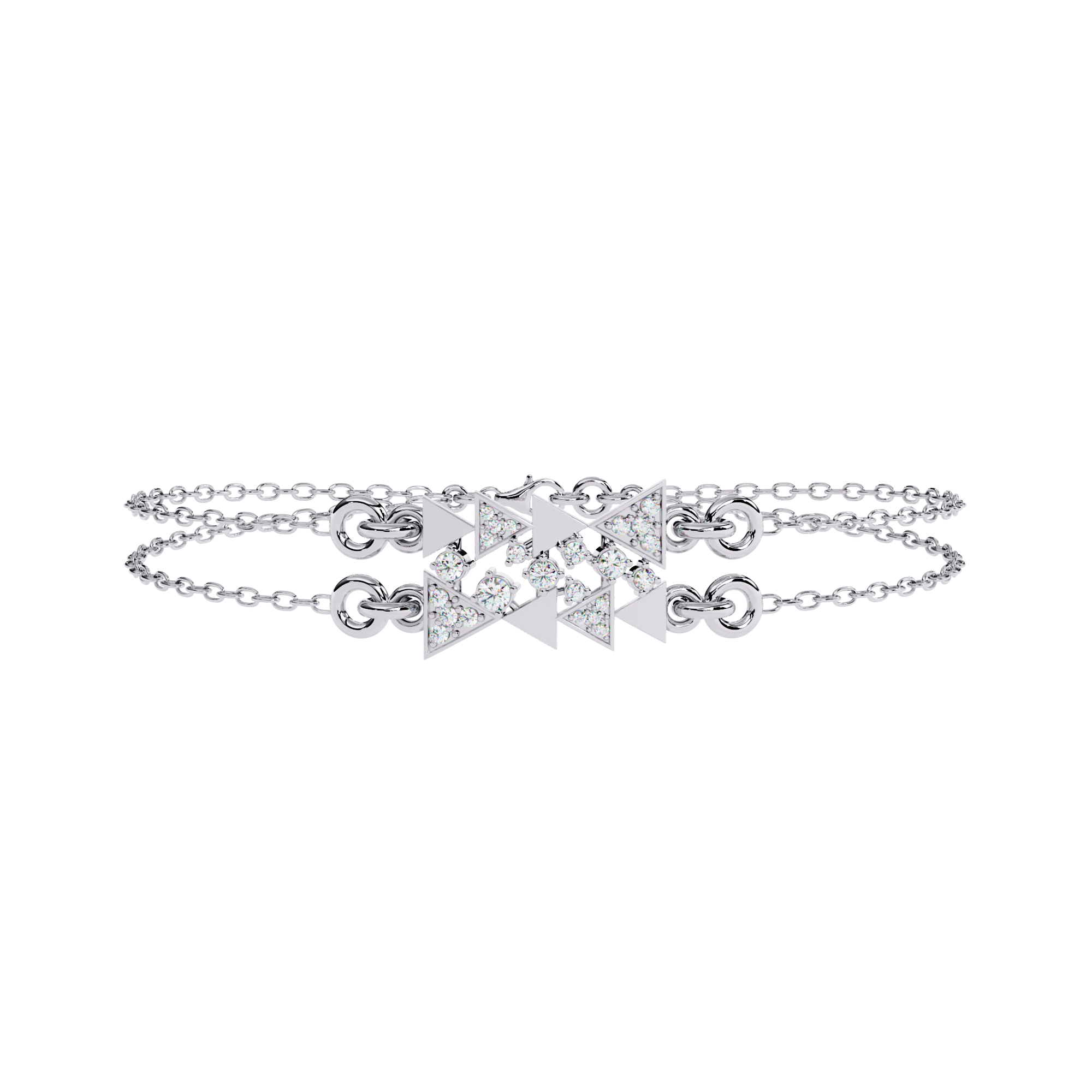 Geometric Sparkle: Sterling Silver CZ Diamond Bracelet Jewelry By Azuni & Company