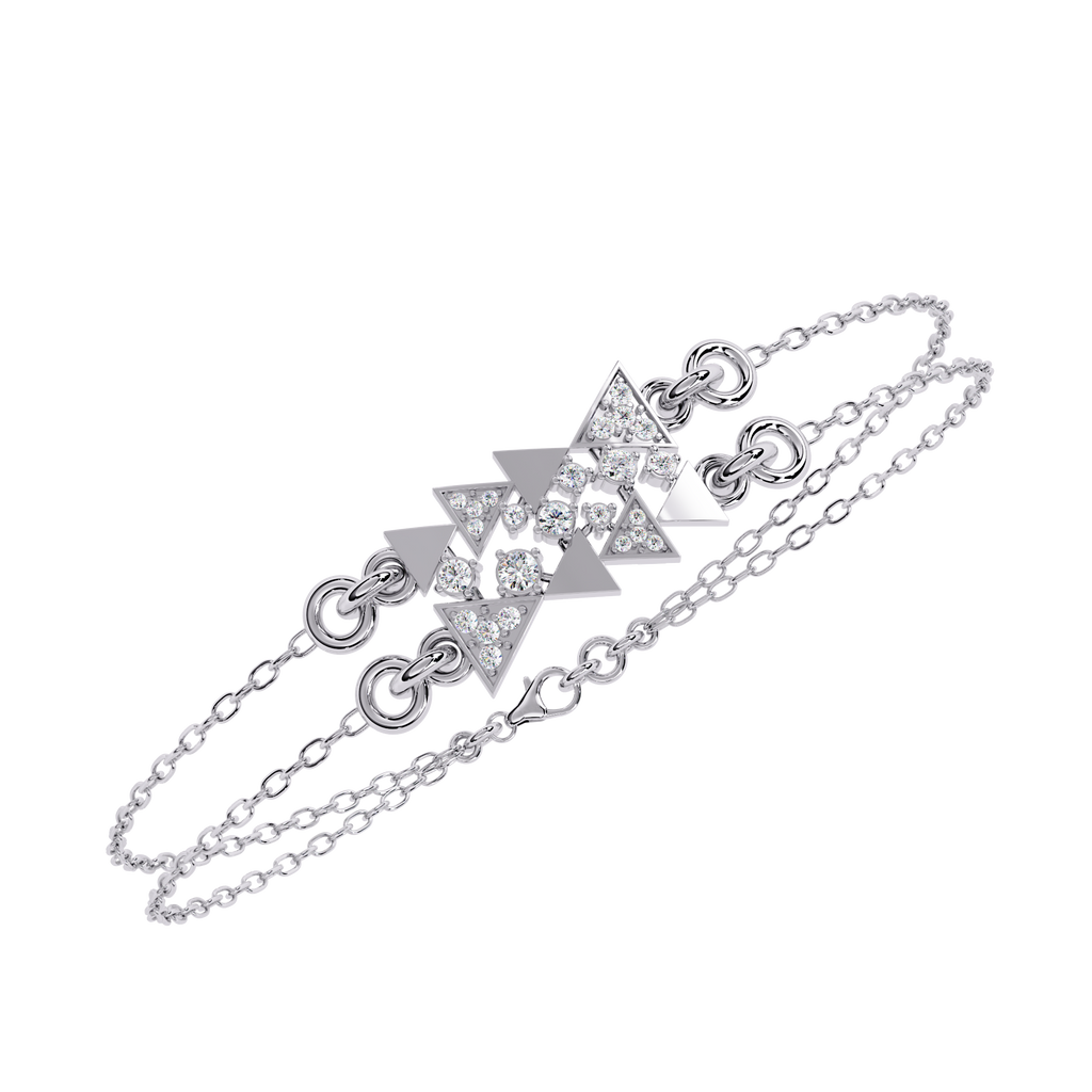 Geometric Sparkle: Sterling Silver CZ Diamond Bracelet Jewelry By Azuni & Company