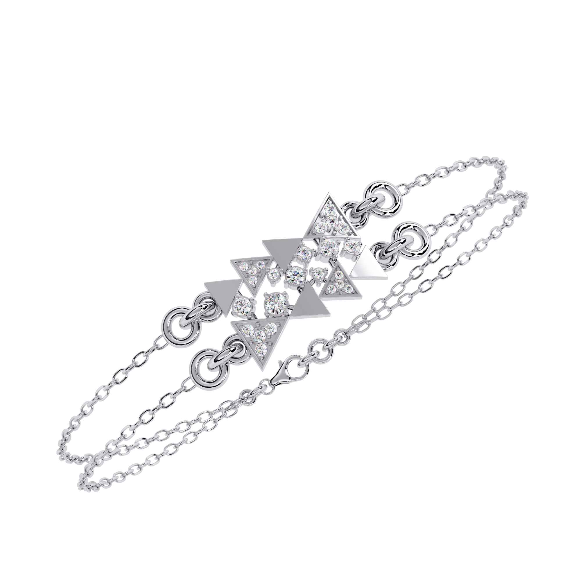 Geometric Sparkle: Sterling Silver CZ Diamond Bracelet Jewelry By Azuni & Company