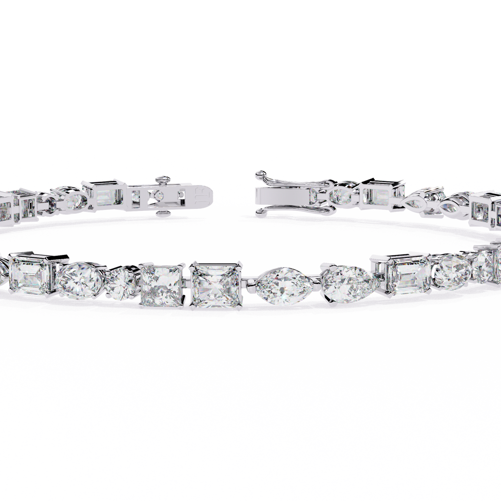 Dazzling Mixed-Shape CZ Tennis Bracelet in Sterling Silver Jewelry By Azuni & Company