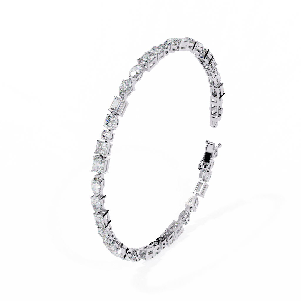 Dazzling Mixed-Shape CZ Tennis Bracelet in Sterling Silver Jewelry By Azuni & Company