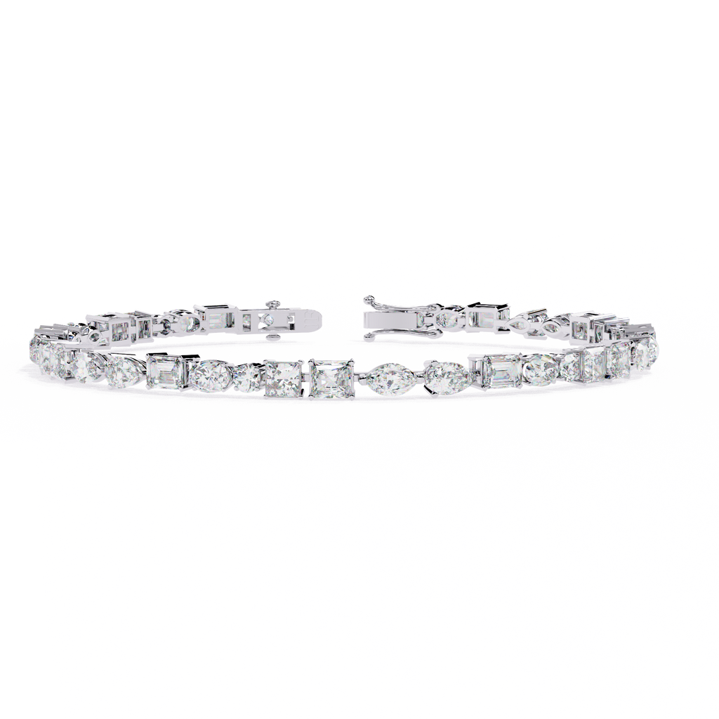 Dazzling Mixed-Shape CZ Tennis Bracelet in Sterling Silver Jewelry By Azuni & Company