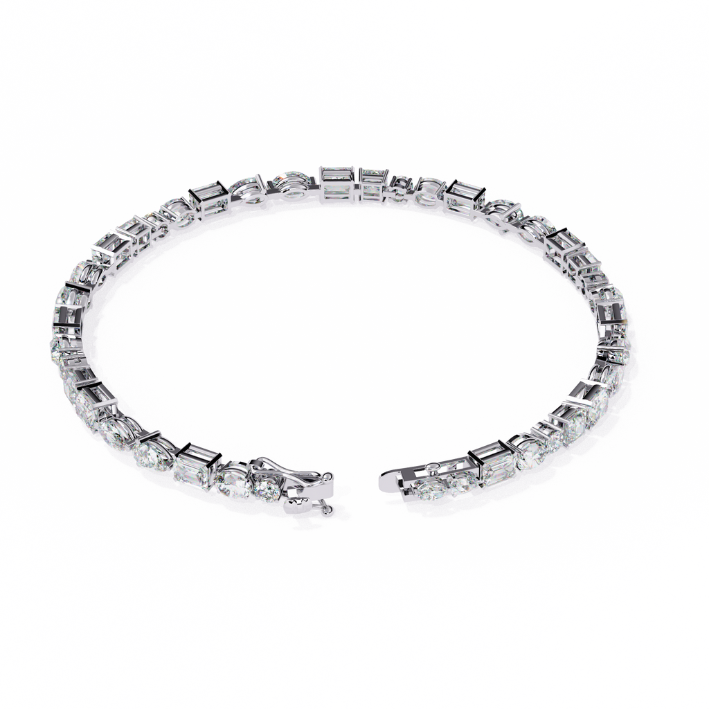 Dazzling Mixed-Shape CZ Tennis Bracelet in Sterling Silver Jewelry By Azuni & Company