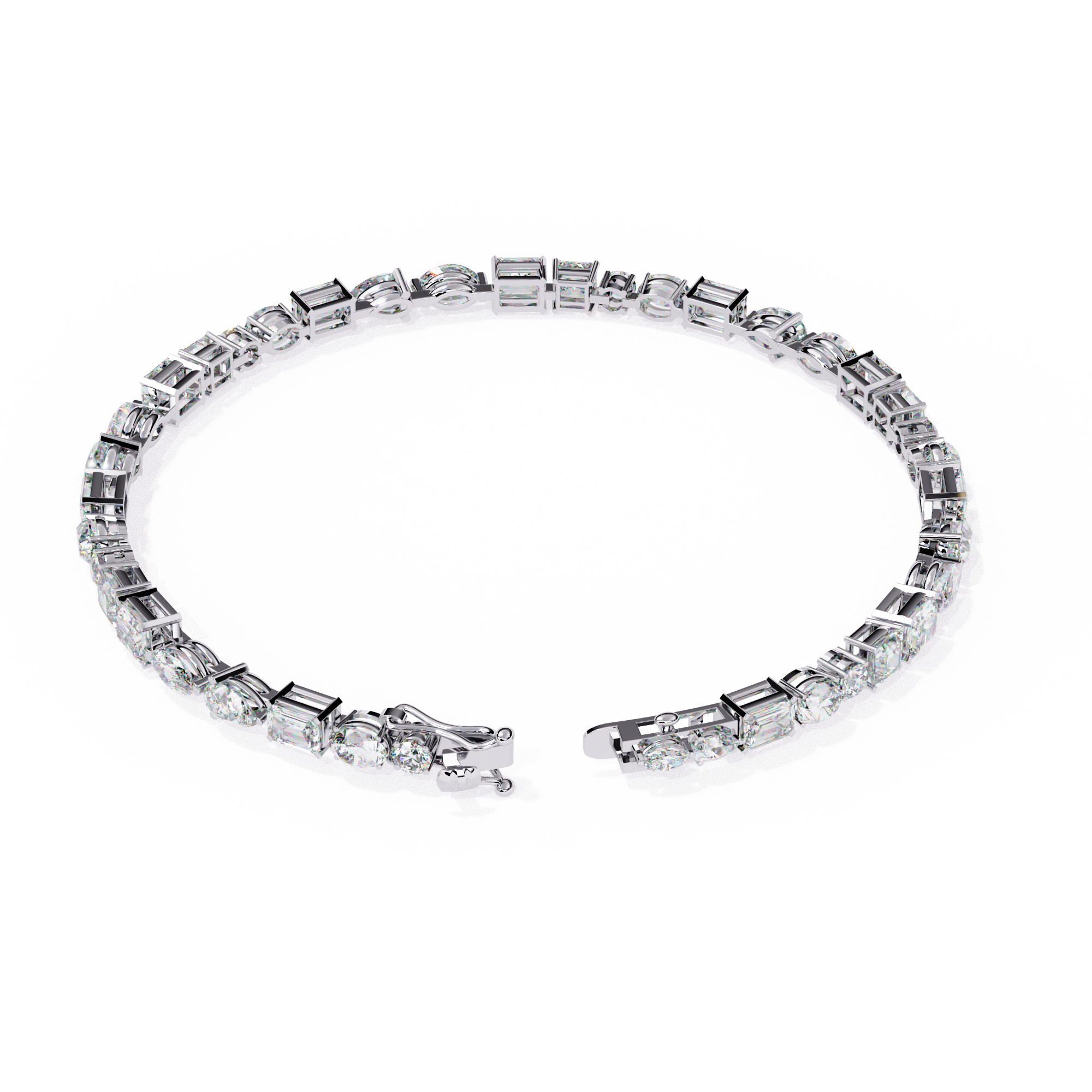 Dazzling Mixed-Shape CZ Tennis Bracelet in Sterling Silver Jewelry By Azuni & Company