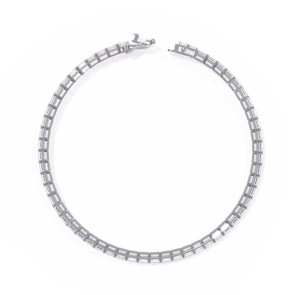Elegant CZ & 925 Sterling Silver Emerald-Cut Tennis Bracelet Jewelry By Azuni & Company