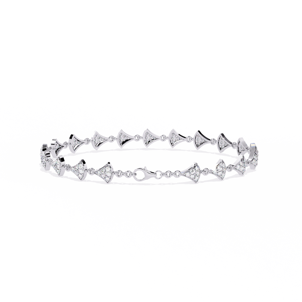 Sterling Silver Diamond-Look Link Bracelet with CZ Jewelry By Azuni & Company