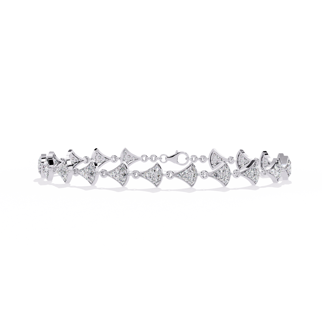 Sterling Silver Diamond-Look Link Bracelet with CZ Jewelry By Azuni & Company