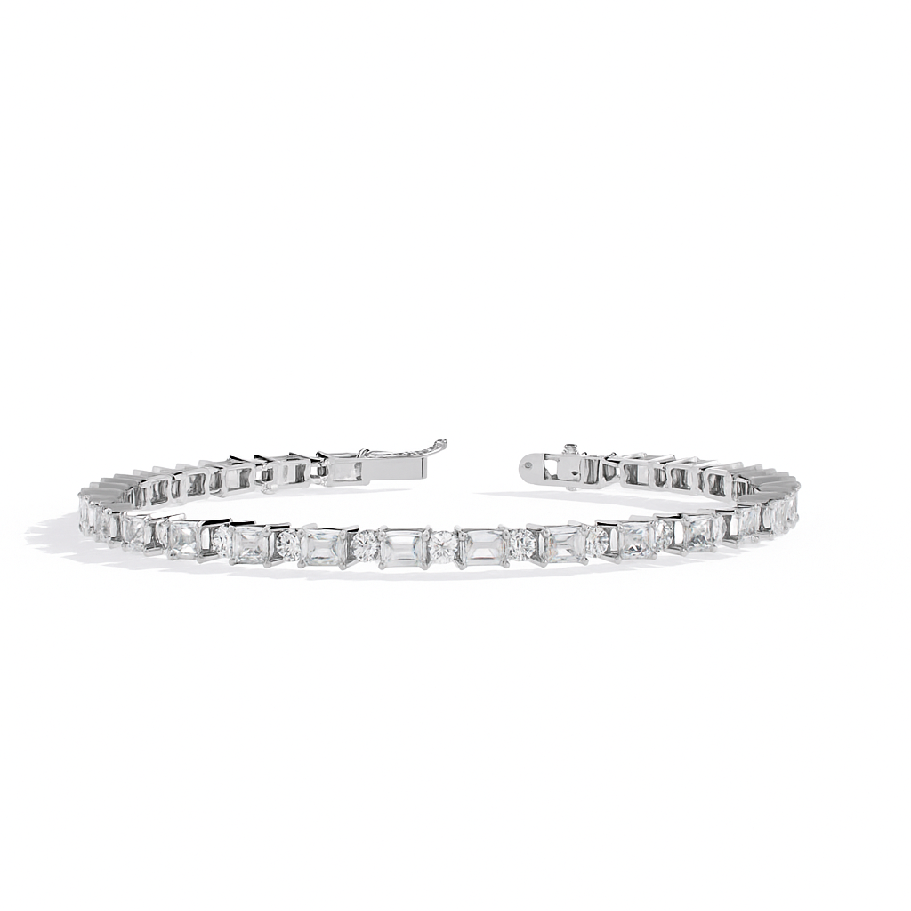 Timeless Emerald Cut CZ Tennis Bracelet | Premium 925 Sterling Silver | Classic Bridal & Anniversary Gift Jewelry By Azuni & Company