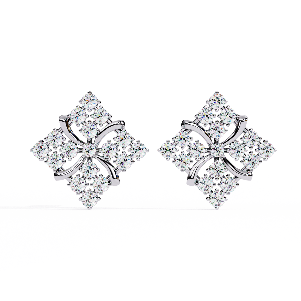Dazzling Clover Cluster Stud Earrings | Sterling Silver & CZ Diamond Look Jewelry By Azuni & Company