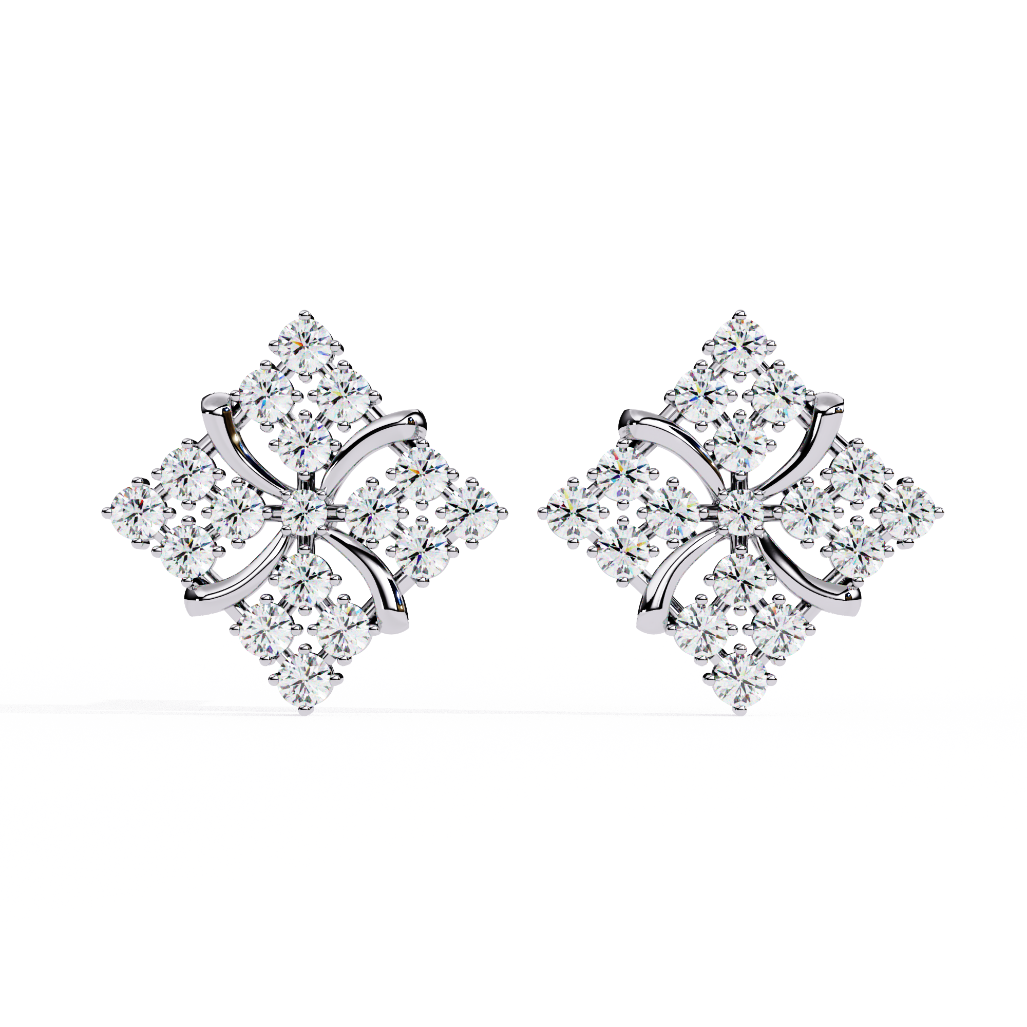 Dazzling Clover Cluster Stud Earrings | Sterling Silver & CZ Diamond Look Jewelry By Azuni & Company
