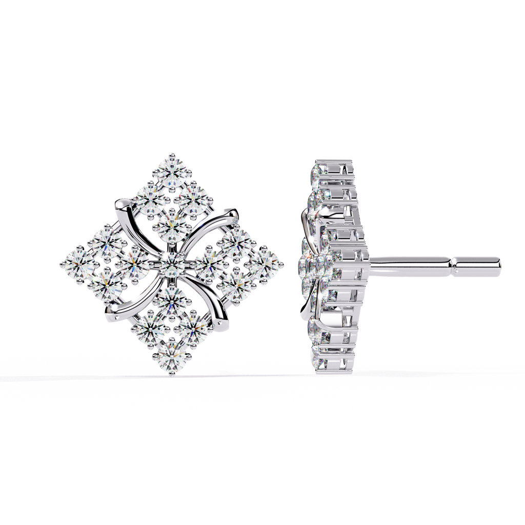 Dazzling Clover Cluster Stud Earrings | Sterling Silver & CZ Diamond Look Jewelry By Azuni & Company