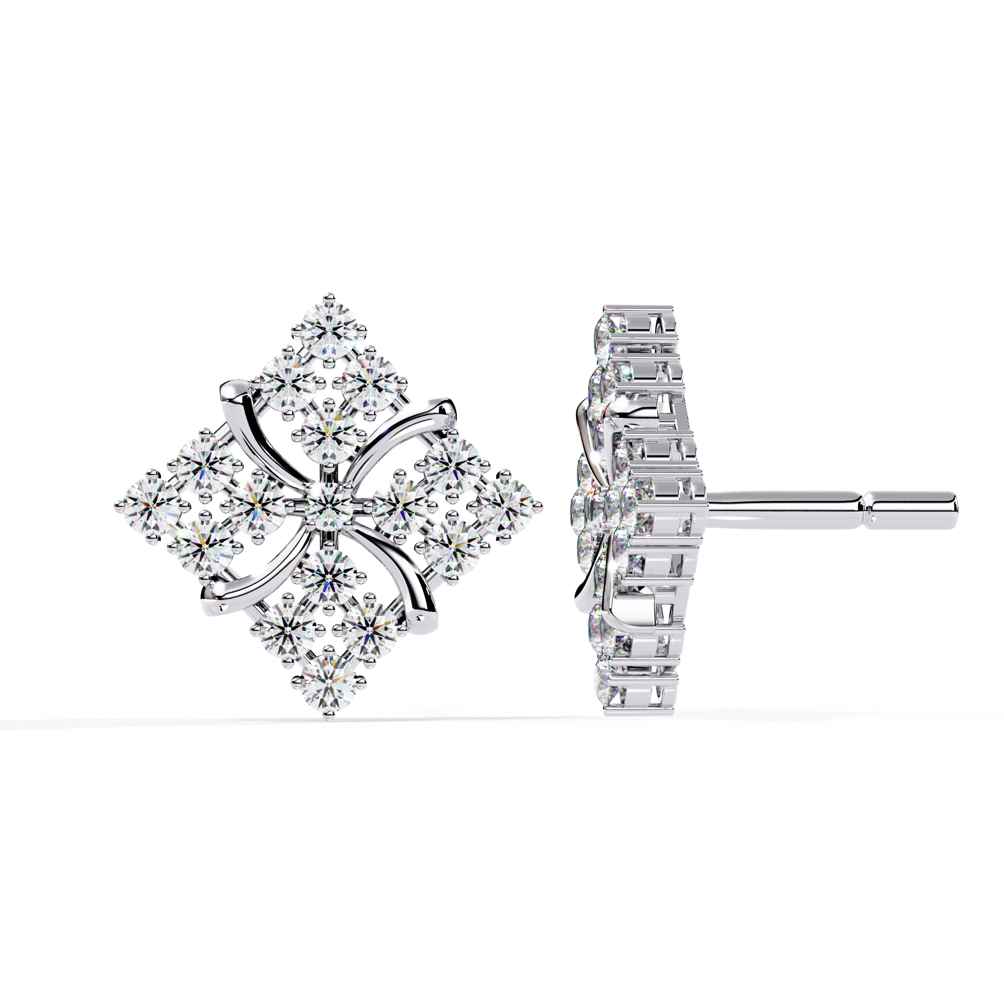 Dazzling Clover Cluster Stud Earrings | Sterling Silver & CZ Diamond Look Jewelry By Azuni & Company