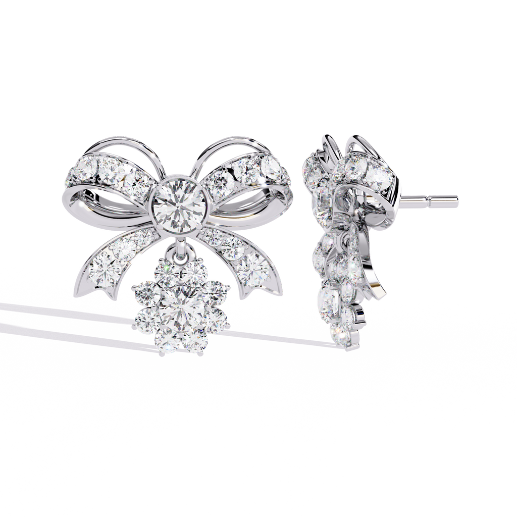 Elegant Bow and Snowflake CZ Stud Drop Earrings Jewelry By Azuni & Company