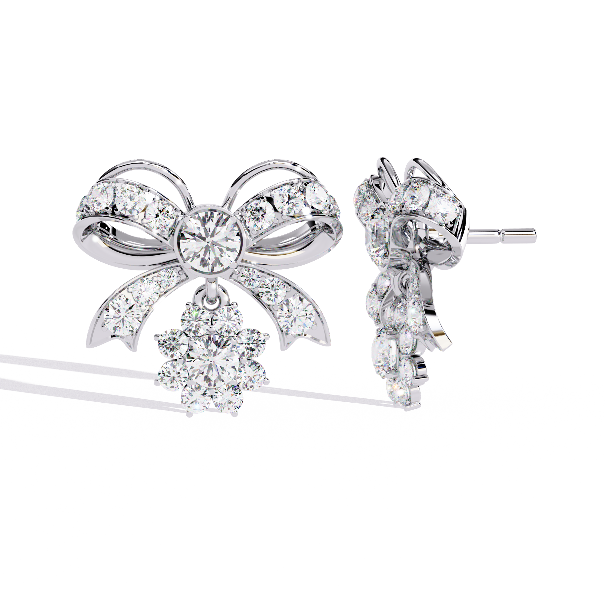Elegant Bow and Snowflake CZ Stud Drop Earrings Jewelry By Azuni & Company