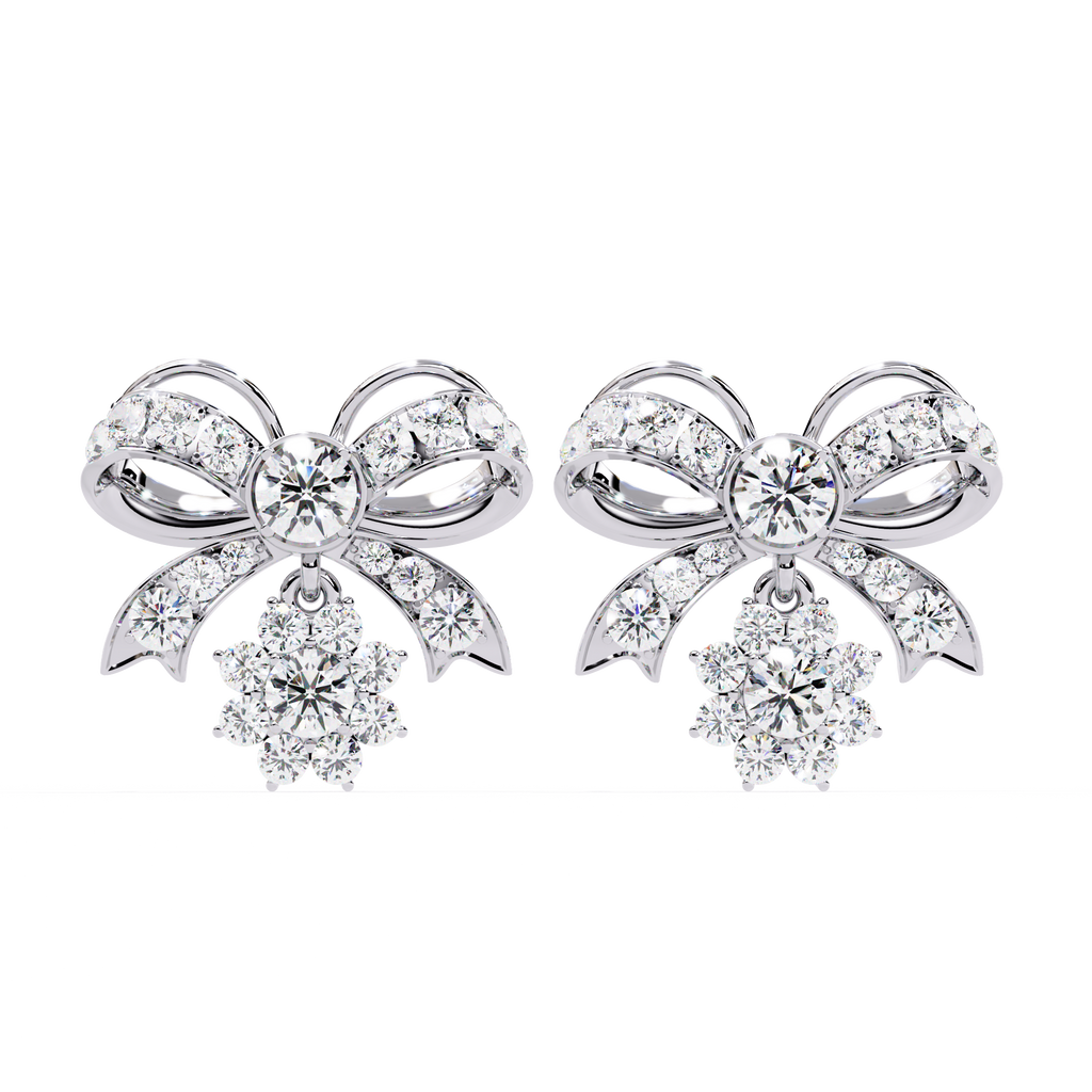Elegant Bow and Snowflake CZ Stud Drop Earrings Jewelry By Azuni & Company