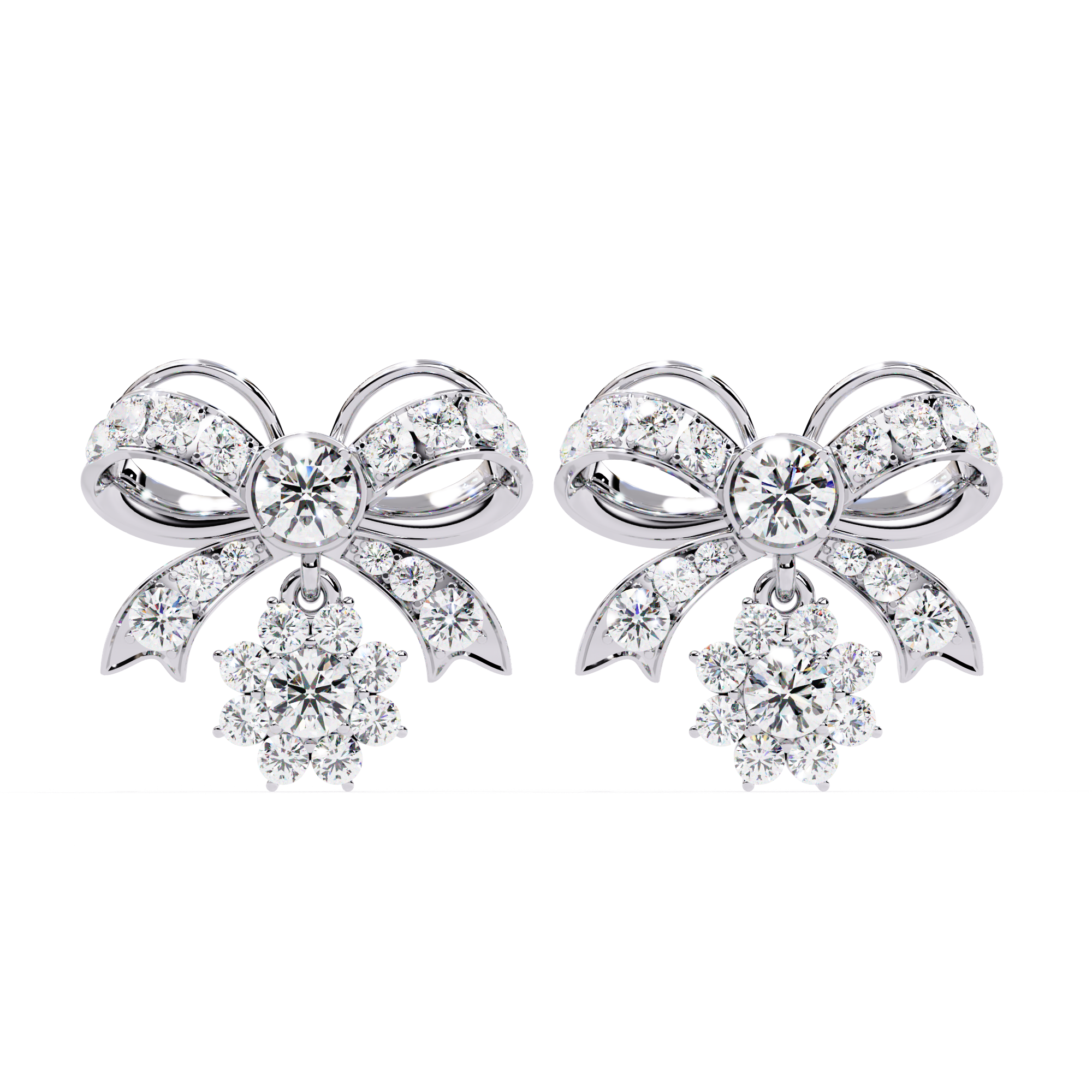 Elegant Bow and Snowflake CZ Stud Drop Earrings Jewelry By Azuni & Company